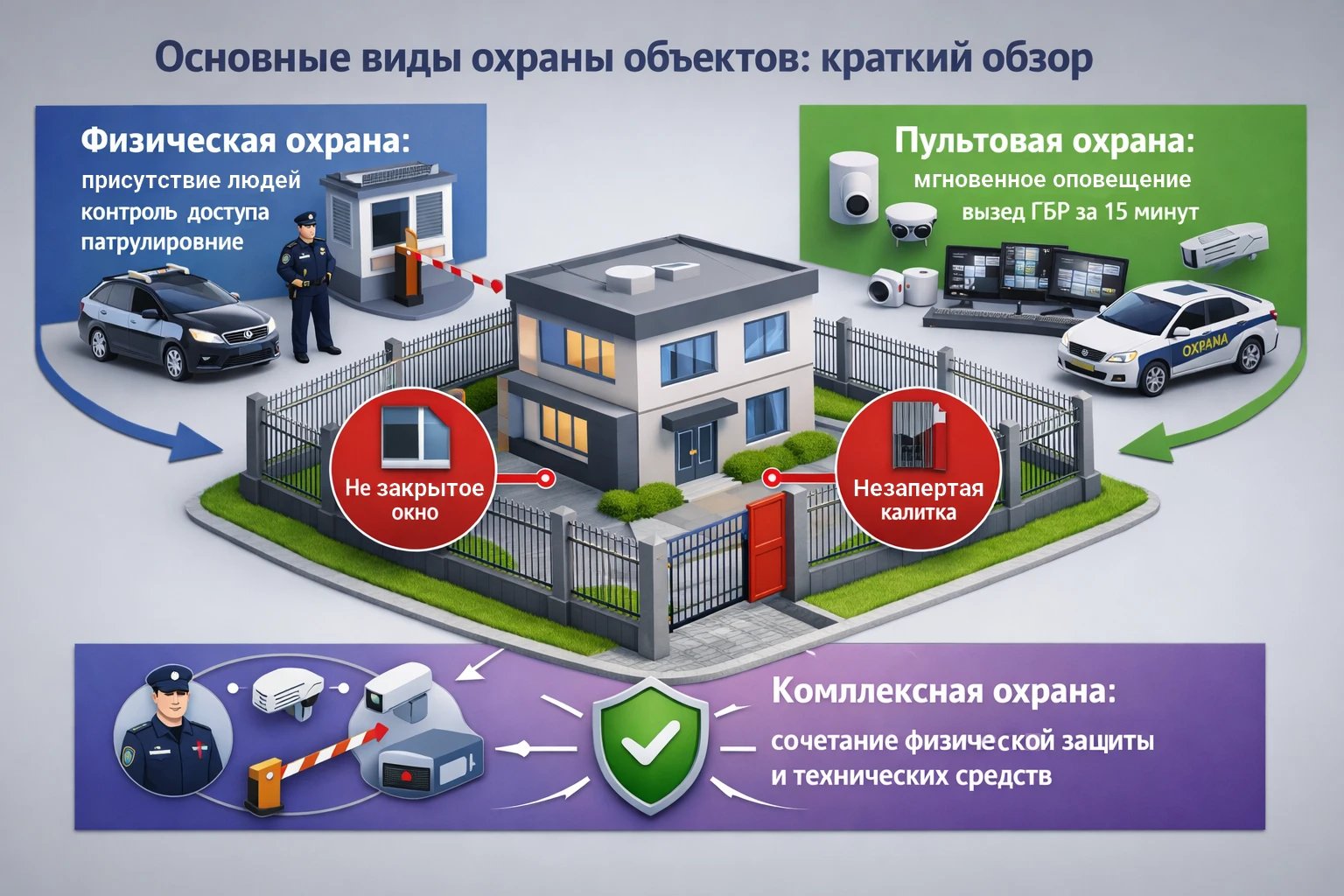Основные виды охраны объектов
