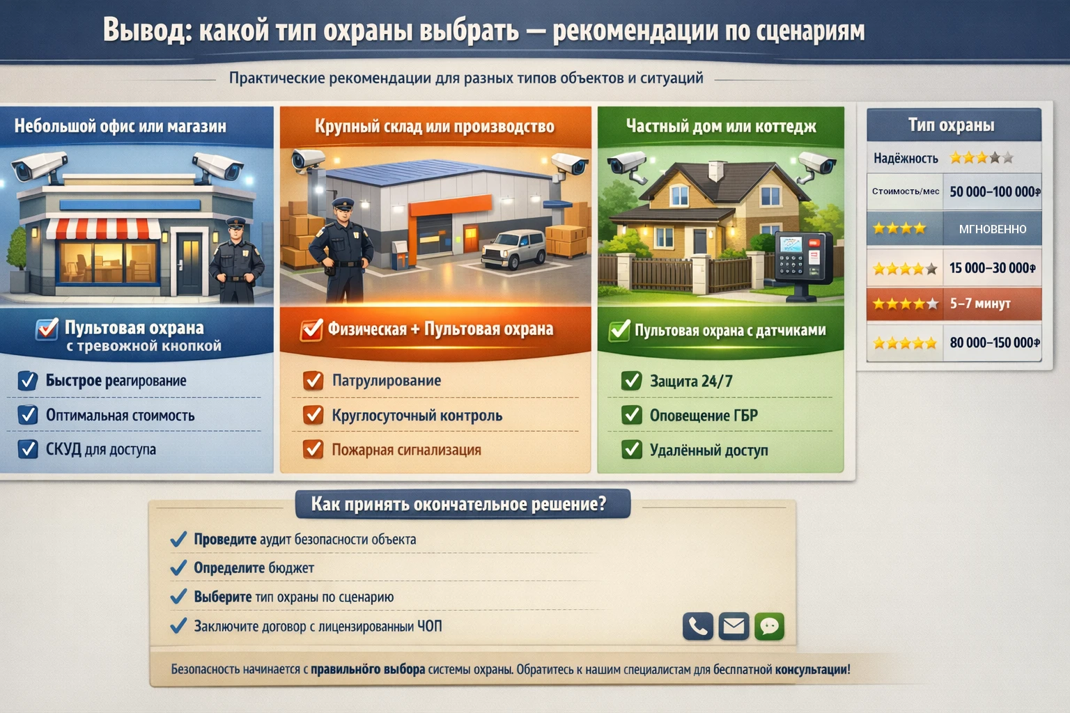 Какой тип охраны выбрать - рекомендации по сценариям