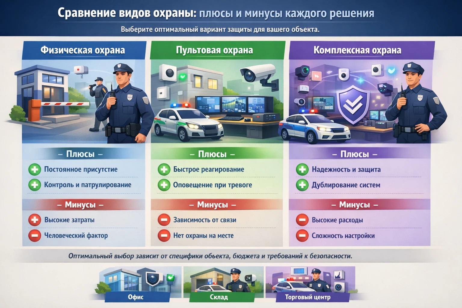 Сравнение видов охраны: плюсы и минусы