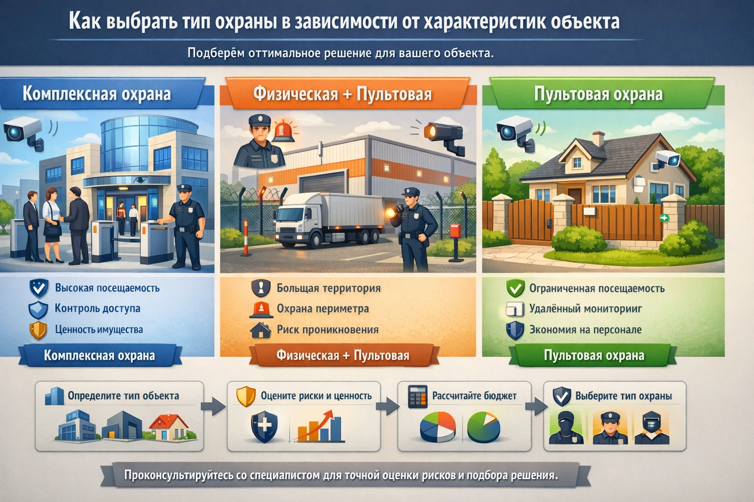 Как выбрать тип охраны в зависимости от характеристик объекта
