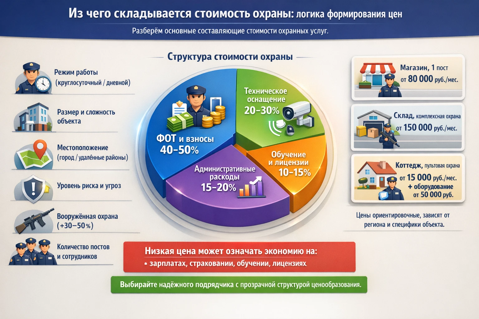 Из чего складывается стоимость охраны: логика формирования цен